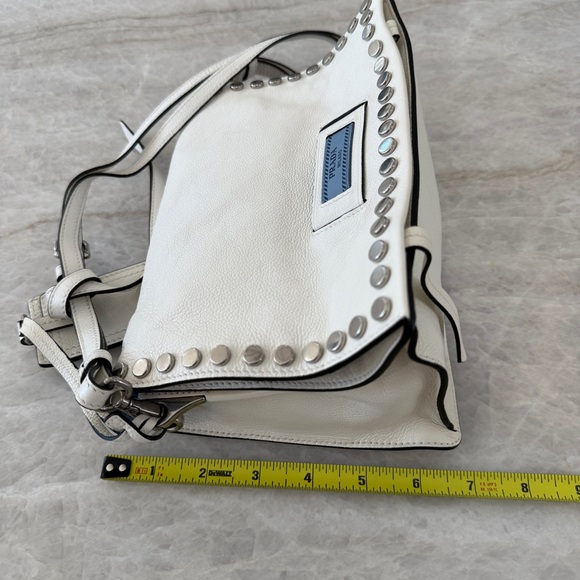 Prada Glace Studded Calfskin Leather Purse Etiquette Flap Foldover Handbag New - Picture 15 of 16